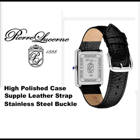 Iconic Pierre Lucerne 1888 Men Classic Tank Watch Black Band - Picture 5 of 15